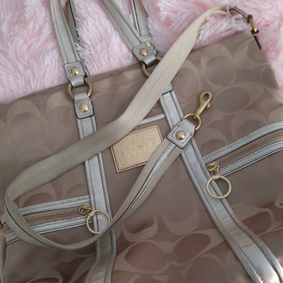 Coach Poppy Spotlight Signature Sateen Satchel Shoulder Bag khaki Gold F13847 - Picture 7 of 12